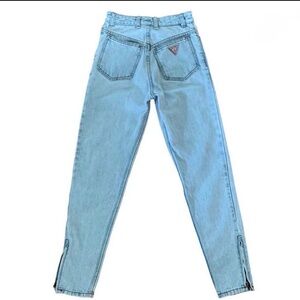 Guess Light Blue High-Rise Tapered Jeans with Back Logo